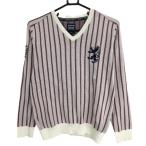  Admiral свитер белый × темно-синий × красный полоса вязаный хлопок .V шея мужской M Golf одежда Admiral( прекрасный товар )