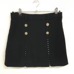  Delsol юбка чёрный × белый тканый ткань часть окантовка box плиссировать внутри сторона внутренний брюки женский M Golf одежда DELSOL