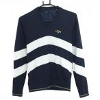  Callaway свитер темно-синий × светло-серый окантовка style часть ламе подкладка имеется шерсть . вязаный женский S Golf одежда Callaway