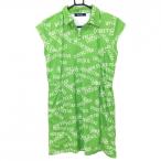  Delsol короткий рукав Skipper One-piece светло-зеленый × белый Британия знак общий рисунок талия часть резина подкладка имеется женский L Golf одежда DELSOL