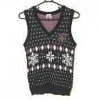 [ прекрасный товар ] kiss mark вязаный лучший чёрный × белый × розовый V шея a-ga il × Heart женский M Golf одежда kissmarkGOLF