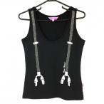  viva Heart безрукавка рубашка-поло чёрный стразы подтяжки принт женский 40(M) Golf одежда VIVA HEART|10%OFF цена 