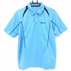  Srixon рубашка-поло с коротким рукавом голубой × чёрный полоса тканый ткань Logo .... мужской M Golf одежда SRIXON