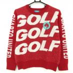 k Alto united свитер красный × белый передний . примерно Британия знак вязаный женский M Golf одежда CUARTO UNITED