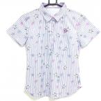 [ очень красивый товар ]fea Lee пудра рубашка-поло с коротким рукавом серый × белый полоса звезда рисунок женский 2(M) Golf одежда FAIRY POWDER|10%OFF цена 