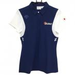 [ новый товар ] Descente Golf рубашка-поло с коротким рукавом темно-синий × белый Япония представитель . вода скорость .UV cut средний рисовое поле Британия . женский L Golf одежда DESCENTE|10%OFF цена 