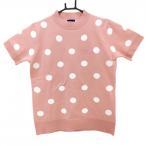 [ прекрасный товар ] Kiss on The зеленый короткий рукав с высоким воротником свитер розовый × белый точка рисунок вязаный женский 3(L) Golf одежда kiss on the green