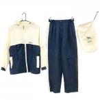  Adabat непромокаемая одежда верх и низ в комплекте чёрный × белый (4WAY жакет × брюки ) рукав * капот съемный упаковочный пакет имеется женский I(M) Golf одежда adabat