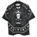 マークアンドロナ 半袖ハイネックシャツ 黒×白 前面ビッグスカル メンズ 46(M) ゴルフウェア 2023年モデル MARK＆LONA（新品）／SALE価格