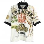【新品】マークアンドロナ 半袖ポロシャツ アイボリー×黒 帆船柄 サークルスカル メンズ 46(M) ゴルフウェア 2023年モデル MARK&LONA