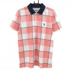 [ прекрасный товар ] Admiral рубашка-поло с коротким рукавом orange розовый × темно-синий проверка Logo нашивка мужской LL Golf одежда Admiral|SALE цена 