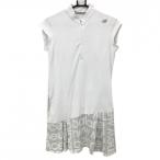  New balance короткий рукав One-piece белый × серый половина Zip юбка Logo общий рисунок женский 1(M) Golf одежда 2022 год модели New Balance