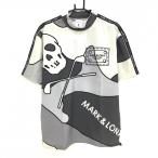 マークアンドロナ 半袖ハイネックシャツ グレー×黒 スカル  メンズ 48(L) ゴルフウェア 2024年 木村拓哉着用モデル MARK＆LONA（新品）／SALE価格