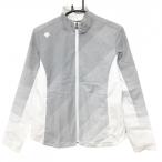  Descente Golf жакет блузон светло-серый × белый наклонный полоса плечо Logo средний рисовое поле Британия . женский L Golf одежда DESCENTE