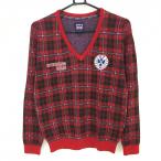 [ очень красивый товар ] Admiral свитер красный × чёрный проверка V шея женский L Golf одежда Admiral