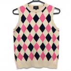 23 район спорт вязаный лучший бежевый × розовый бриллиант рисунок хлопок 100% женский M Golf одежда 23 район 