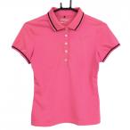 【超美品】ナイキゴルフ 半袖ポロシャツ 蛍光ピンク×黒 DRI-FIT 襟袖口ライン レディース S ゴルフウェア NIKE／SALE価格