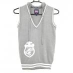 [ прекрасный товар ] Admiral вязаный лучший серый × белый с капюшоном .V шея женский S Golf одежда Admiral