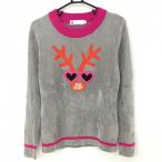 [ прекрасный товар ] viva Heart свитер серый × розовый Heart солнцезащитные очки таблица ворсистый вязаный шерсть . женский 42(L) Golf одежда VIVA HEART