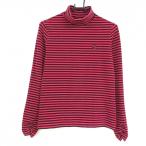 [ прекрасный товар ] Adabat длинный рукав с высоким воротником рубашка оттенок красного × чёрный окантовка таблица мельчайший ворсистый акрил . женский 38(M) Golf одежда adabat