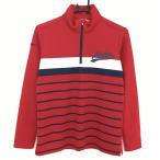  Adidas длинный рукав с высоким воротником рубашка красный × темно-синий передняя сторона окантовка половина Zip женский L/G Golf одежда adidas|SALE цена 