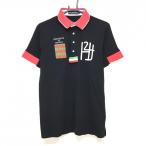 【美品】ハイドロゲン 半袖ポロシャツ 黒×レッド コットン混 メンズ XL ゴルフウェア HYDROGEN/SALE価格
