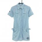[ очень красивый товар ] filler Golf короткий рукав Polo One-piece голубой × серый полоса точка женский M Golf одежда FILA GOLF