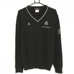 【超美品】ルコックゴルフ セーター 黒×白 Vネック ウール混 ニット  メンズ LL ゴルフウェア le coq sportif