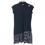 [ новый товар ] New balance Golf короткий рукав One-piece чёрный × белый кромка Logo общий рисунок женский 0(S) Golf одежда 2023 год модели New Balance