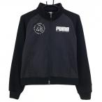 [ новый товар ] Puma необычность материалы жакет чёрный × белый шея * рукав вязаный обратная сторона мельчайший ворсистый женский S Golf одежда PUMA