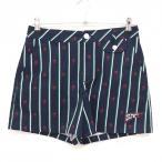  New balance Golf шорты темно-синий × зеленый полоса Logo общий рисунок женский 1(M) Golf одежда New Balance( прекрасный товар )|SALE цена 