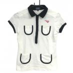 [ прекрасный товар ] Pearly Gates рубашка-поло с коротким рукавом белый × чёрный стрейч 4 карман стрейч женский 0(S) Golf одежда PEARLY GATES