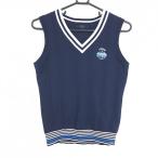 [ очень красивый товар ] Callaway вязаный лучший темно-синий × белый кабель плетеный V шея полиэстер 100% женский S Golf одежда Callaway