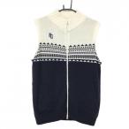 [ очень красивый товар ] Pearly Gates с хлопком вязаный лучший белый × темно-синий . изначальный рисунок двойной Zip мужской 5(L) Golf одежда PEARLY GATES