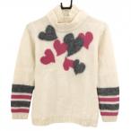 [ прекрасный товар ] viva Heart свитер слоновая кость × розовый Heart рисунок шерсть . вязаный женский 40(M) Golf одежда VIVA HEART