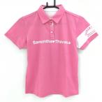【新品】サマンサタバサUNDER25 半袖ポロシャツ ピンク×白 バックベアープリント レディース L ゴルフウェア Samantha Thavasa