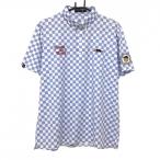 【新品】ラフアンドスウェル 半袖ポロシャツ ライトブルー×白 ブロックチェック メンズ XL ゴルフウェア 2024年モデル rough＆swell