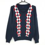 [ прекрасный товар ] Callaway свитер темно-синий × красный × белый часть a-ga il шерсть . вязаный V шея женский L Golf одежда Callaway