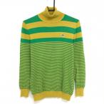  Pearly Gates ta-toru шея свитер оттенок желтого × зеленый окантовка вязаный женский 1(M) Golf одежда PEARLY GATES