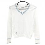  Ashworth свитер белый × голубой V шея хлопок 100% женский XS Golf одежда ASHWORTH|SALE цена 