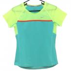 ナイキ Tシャツ ブルーグリーン×イエロー メッシュ調生地 ストレッチ DRY-FIT レディース M ゴルフウェア NIKE（超美品）／SALE価格