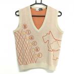 [ очень красивый товар ] черный and белый лучший бежевый × orange терьер рисунок шерсть 100% женский 1(S) Golf одежда Black&White