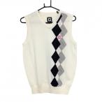  foot Joy вязаный лучший белый × темно-синий часть a-ga il рисунок шерсть .V шея женский S Golf одежда FootJoy( очень красивый товар )|SALE цена 