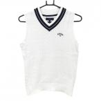  Callaway вязаный лучший белый × темно-синий кабель плетеный хлопок . женский M Golf одежда 2023 год модели Callaway( очень красивый товар )|SALE цена 