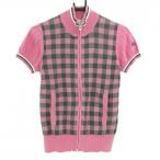  Adidas короткий рукав вязаный блузон розовый × Brown проверка Logo .... женский S/P Golf одежда adidas|SALE цена 