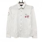 23 район Golf рубашка с длинным рукавом белый × розовый полоса тканый ткань женский I(M) Golf одежда 23 район ( прекрасный товар )|SALE цена 