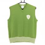 zo-i вязаный лучший светло-зеленый × белый кромка окантовка шерсть 100% V шея женский 1(S) Golf одежда ZOY( очень красивый товар )|SALE цена 