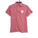 zo-i рубашка-поло с коротким рукавом розовый × белый воротник * манжеты линия задний принт мужской 1(S) Golf одежда ZOY( очень красивый товар )|SALE цена 