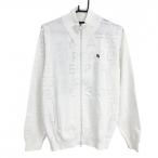 パーリーゲイツ ニットジャケット 白 ロゴ総柄 一部メッシュ調 コットン混 メンズ 5(L) ゴルフウェア 2024年モデル PEARLY GATES（新品）／SALE価格