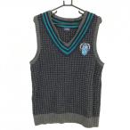  Pearly Gates вязаный лучший темно-синий × серый ne Klein шерсть . мужской 6(XL) Golf одежда PEARLY GATES